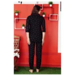 Generic Women's Casual Rayon 3-4th Sleeve Night Suit Set (Black) - Image 4