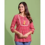 Generic Women's Casual Rayon 3-4th Sleeve Top (Red) - Image 3