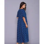 Generic Women's Casual Viscose Rayon Half Sleeve Alia Cut Gown (Blue) - Image 6