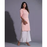 Generic Women's Casual Cotton Blend 3-4th Sleeve Straight Kurti (Orange) - Image 4