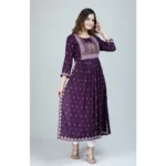 Generic Women's Casual Viscose Rayon 3-4th Sleeve Nayra Cut Kurti (Purple) - Image 5