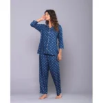 Generic Women's Casual Rayon 3-4th Sleeve Night Suit Set (Blue) - Image 4