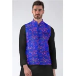 Generic Men's Jacquard Printed Full Sleeve Waistcoat (Blue) - Image 2