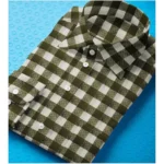 Generic Men's Cotton Blended Checked Full Sleeve Shirt (White-Green) - Image 3