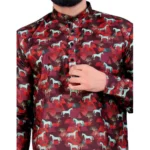 Mens Printed Short Kurta - Angle 2