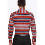 Generic Men's Cotton Blended Striped Full Sleeve Shirt (Red-Blue) - Image 6