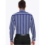 Generic Men's Cotton Blended Striped Full Sleeve Shirt (White-Blue) - Image 6