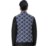 Mens Blue Jacquard Waistcoat - Angle 4