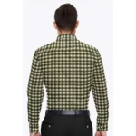 Generic Men's Cotton Blended Checked Full Sleeve Shirt (White-Green) - Image 6