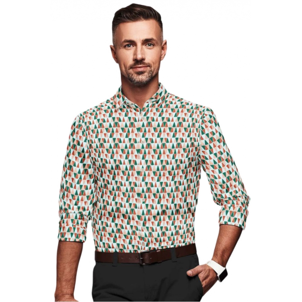 Multicolor Printed Full Sleeve Cotton Blend Shirt for Men