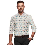 Multicolor Printed Full Sleeve Cotton Blend Shirt for Men