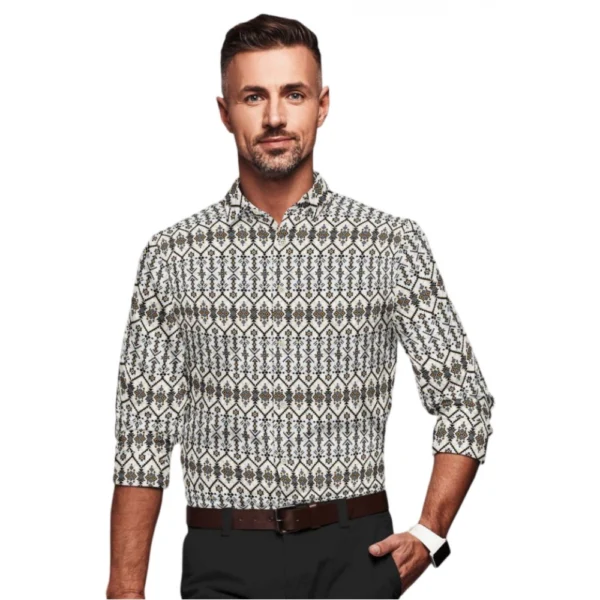 Multicolor Printed Full Sleeve Cotton Blend Shirt for Men