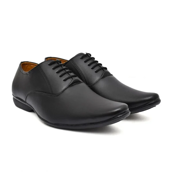 Men's Black Faux Leather Lace-Up Formal Shoes