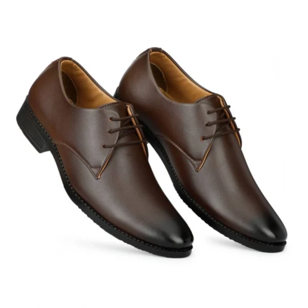 Men's Brown Faux Leather Formal Lace-Up Shoes