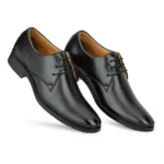 Men's Black Faux Leather Formal Lace-Up Shoes