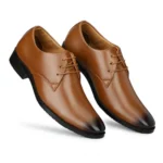 Men's Tan Faux Leather Lace-Up Formal Shoes