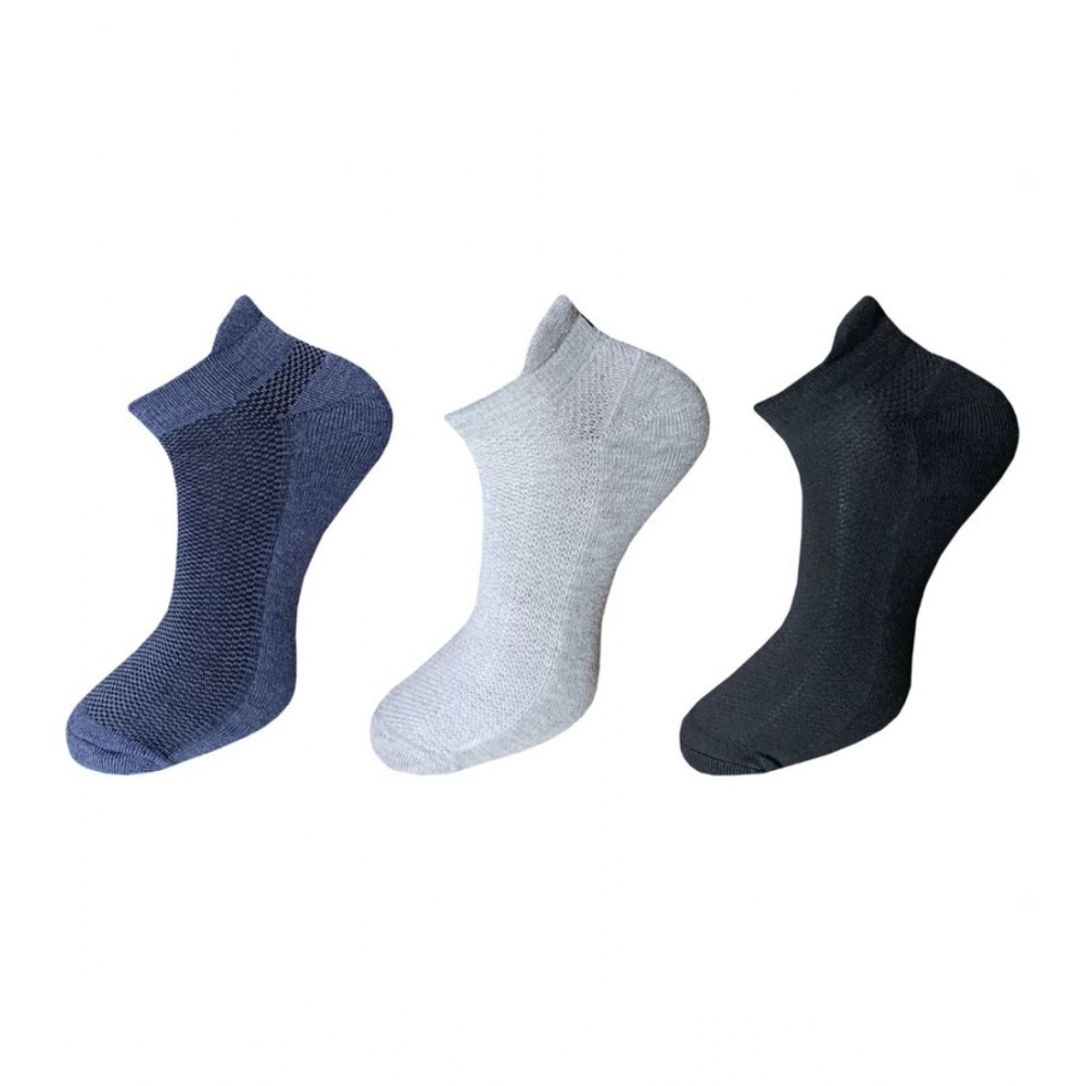 Multicolor Unisex Cotton Solid Ankle Length Socks Set