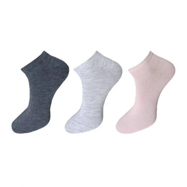 Three pairs of multicolor unisex cotton solid ankle length socks