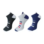Three pairs of multicolor printed cotton ankle socks for men and women