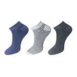 Three pairs of multicolor unisex cotton striped ankle length socks