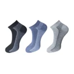 Three pairs of multicolor printed cotton ankle socks for men and women