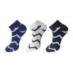Three pairs of multicolor printed cotton ankle socks for men and women