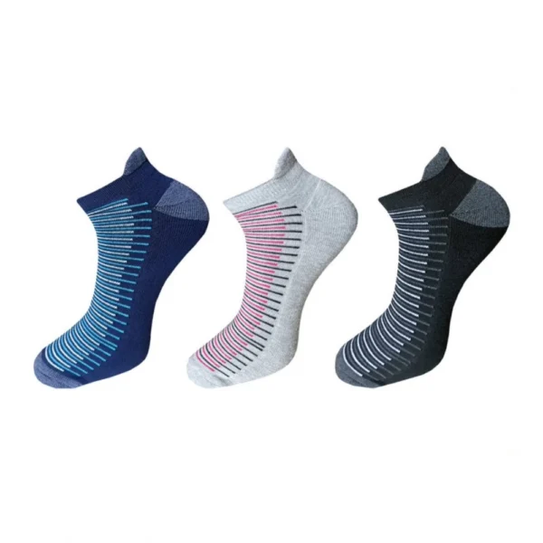 Multicolor Striped Unisex Cotton Ankle Length Socks 3 Pair Set