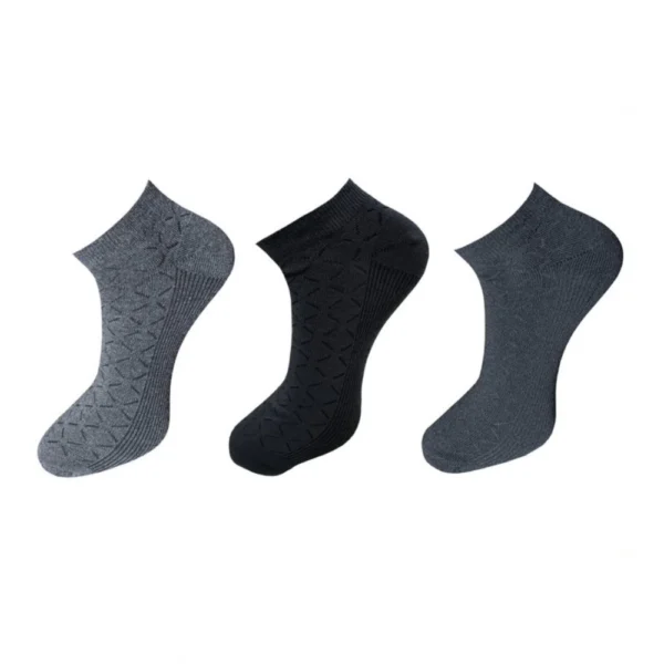 Three pairs of multicolor unisex cotton printed ankle length socks