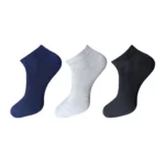 Three pairs of multicolor unisex cotton solid ankle length socks