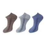 Three pairs of multicolor unisex cotton solid ankle length socks