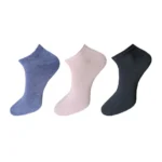 Three pairs of multicolor unisex cotton solid ankle length socks