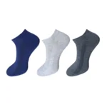 Three pairs of multicolor unisex cotton solid ankle length socks