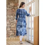 Generic Women's Cotton Dyed 3/4 Sleeve Round Neck Kurti (Blue) - Image 7
