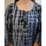 Generic Women's Cotton Dyed 3/4 Sleeve Round Neck Kurti (Black) - Image 3