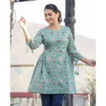 Generic Women's Cotton Printed 3/4 Sleeve Round Neck Tunics (Green) - Image 7