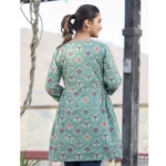 Generic Women's Cotton Printed 3/4 Sleeve Round Neck Tunics (Green) - Image 5