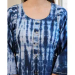 Generic Women's Cotton Dyed 3/4 Sleeve Round Neck Kurti (Blue) - Image 3