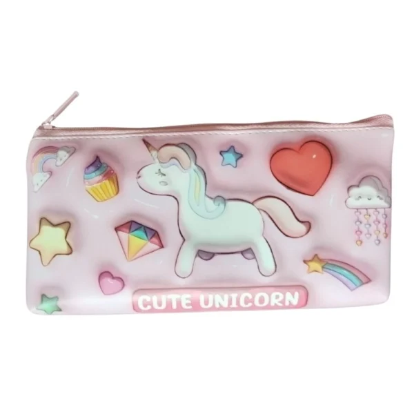Unicorn Themed Canvas Pencil Pouch