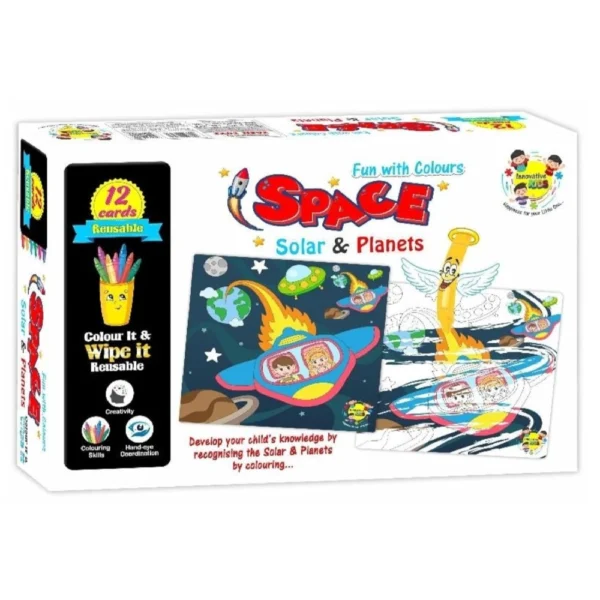 Space themed coloring board for kids
