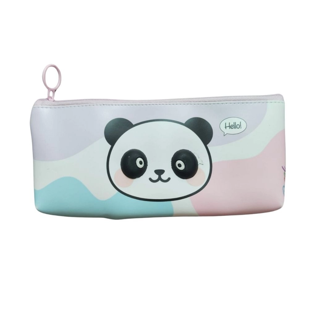 Pack of 2 Panda Cartoon Printed Canvas Pencil Pouches