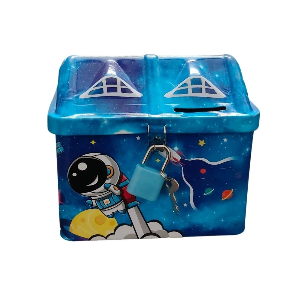 Metal house-shaped money bank for kids