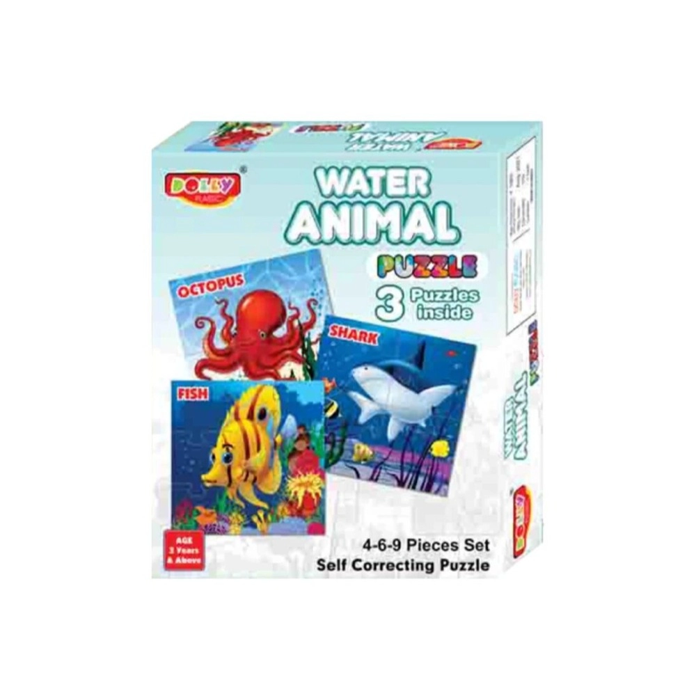 3 piece water animal cardboard puzzle