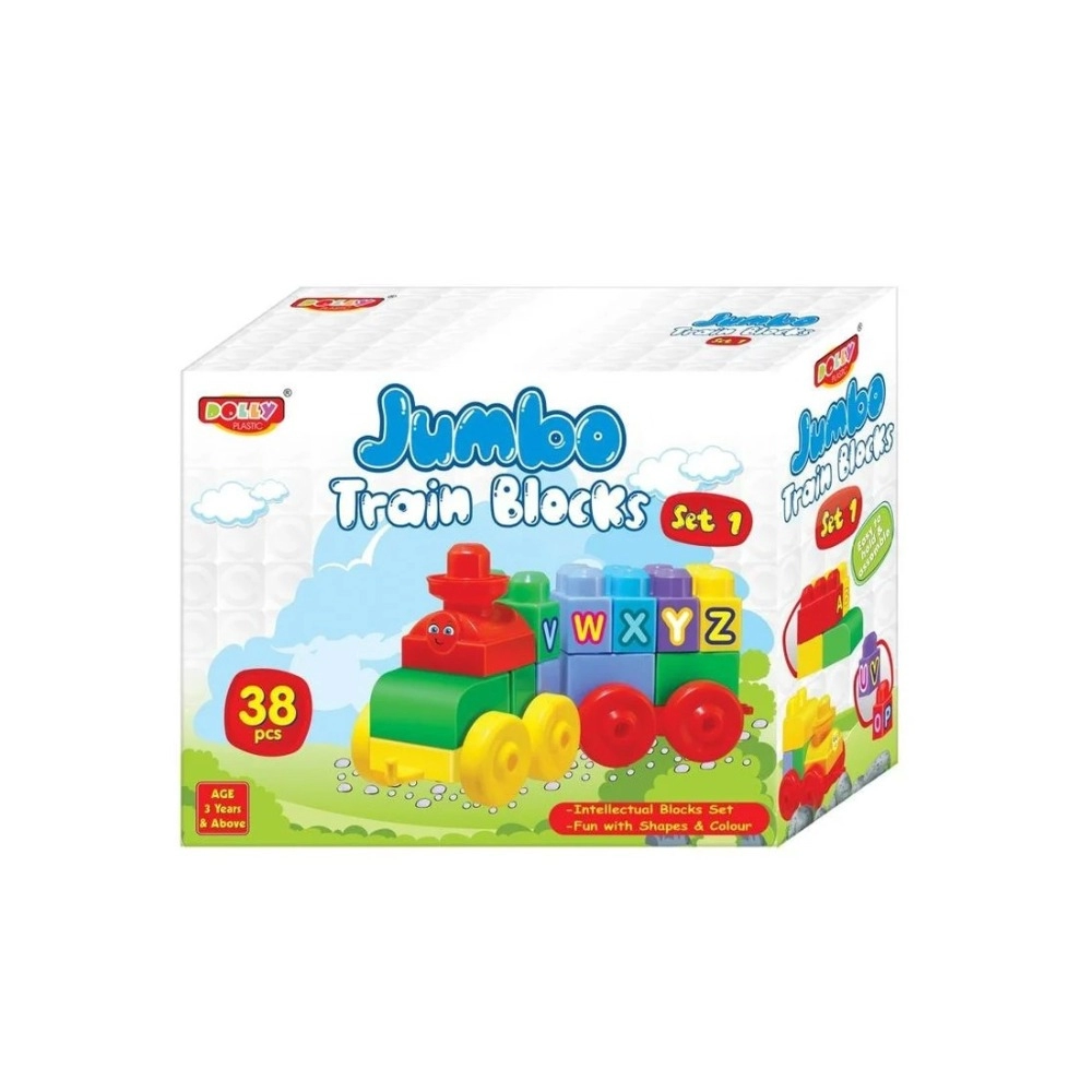 38 Pcs Jumbo Train Blocks Plastic