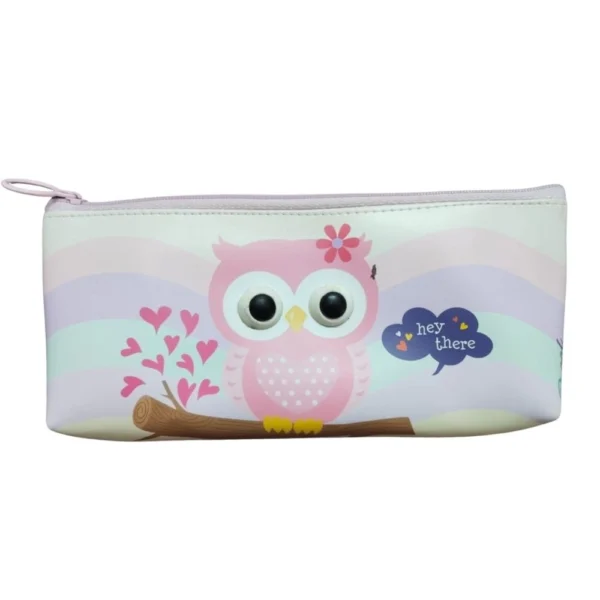 Pack of 2 Owl Cartoon Printed Canvas Pencil Pouches