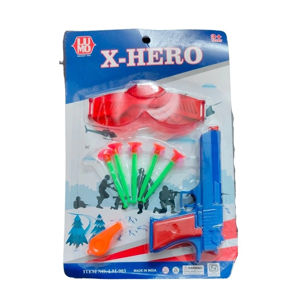 Pack of 3 plastic X-Hero toy guns