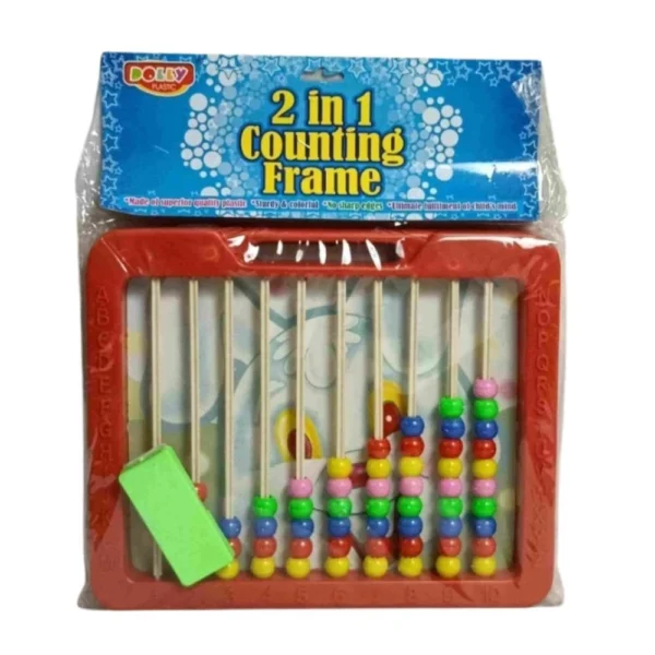 Plastic 2-in-1 Counting Frame with Blackboard Slate