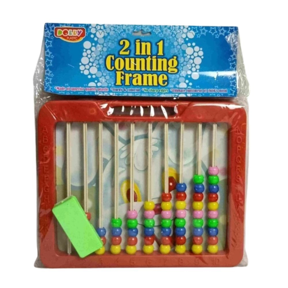 Plastic 2-in-1 Counting Frame with Blackboard Slate