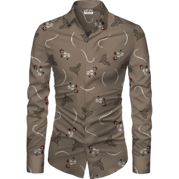 Brown Men's Floral Shirt Fabric