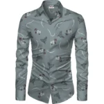 Grey Men's Floral Shirt Fabric