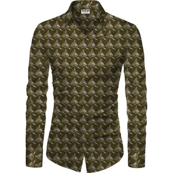 Brown Floral Printed Unstitched Men's Shirt Fabric